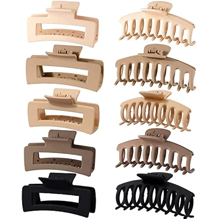 FDBJulyy Large Hair Clips,Claw Clips, 8 Pack 4.3 Hair Clips for Women & Girls,2 Styles 4 Colors Strong Hold Matte Claw Hair Clips for Women Thick Hair & Thin Hair, 90's Vintage Claw Clips - Image 1